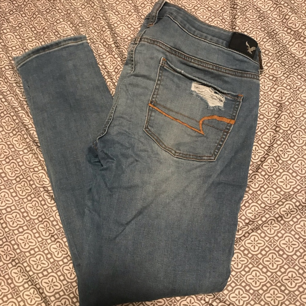 AE Distressed Super Skinny Stretch Jeggings